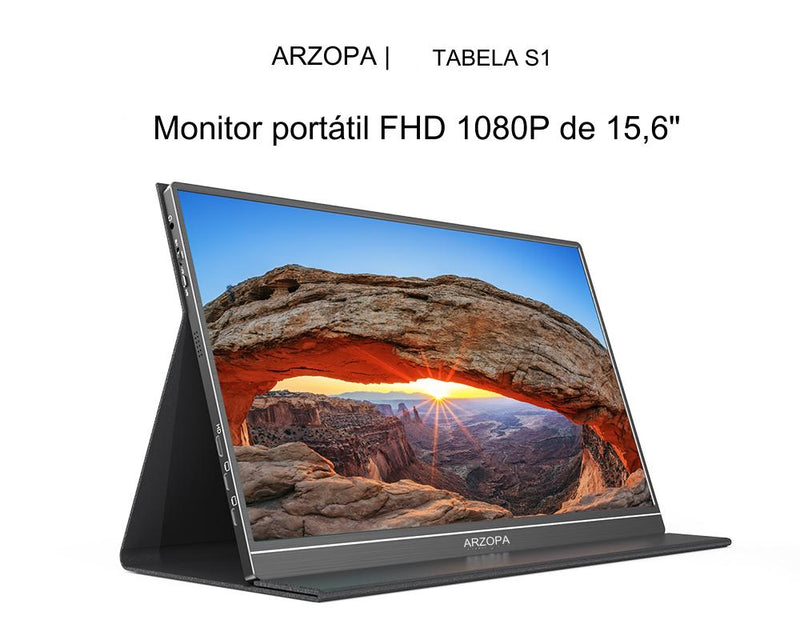 Monitor Portátil  Arzopa 15.6 ''FHD (HDMI USB IPS)  - Segundo Monitor Externo para Notebook, Mac, Switch, Xbox, ps4-5