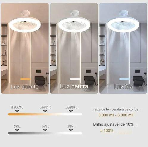 Ventilador de Teto Inteligente - Controle remoto com iluminação LED